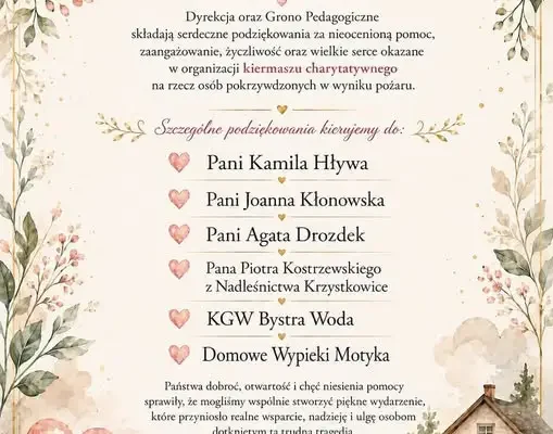 Charytatywny kiermasz w szkole w Brzeźnicy – wsparcie dla uczennicy po pożarze