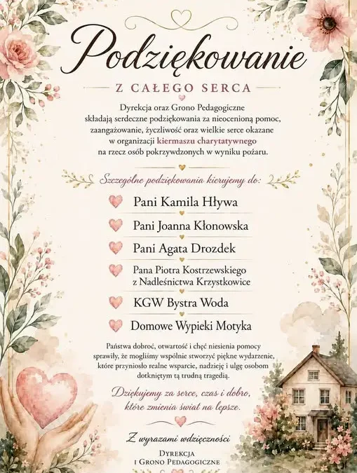 Charytatywny kiermasz w szkole w Brzeźnicy – wsparcie dla uczennicy po pożarze