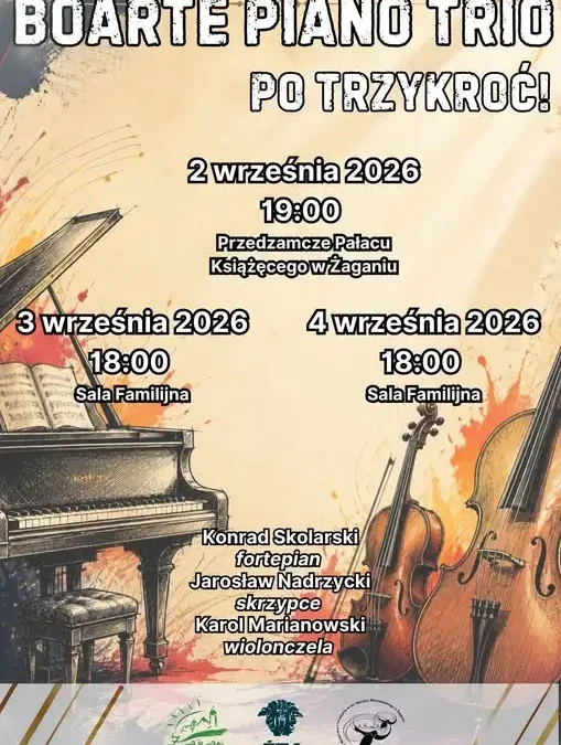 Korekta godziny koncertu Boarte Piano Trio w Żaganiu