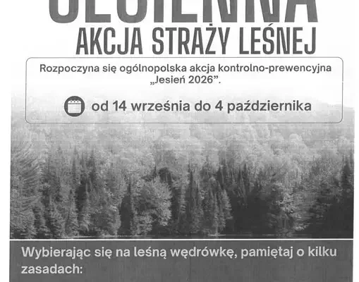 Jesienna akcja Straży Leśnej „Jesień 2026” – od 14 września wzmożone kontrole w lasach