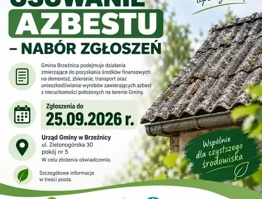 Gmina Brzeźnica: nabór zgłoszeń na usuwanie azbestu – termin do 25 września