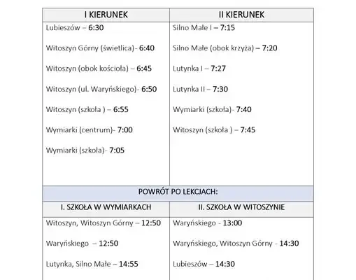 Nowy rozkład autobusu szkolnego w gminie Wymiarki – ważny od 23 września