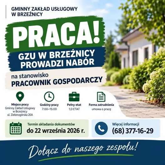 Gmina Brzeźnica szuka pracownika gospodarczego. Nabór trwa do 22 września