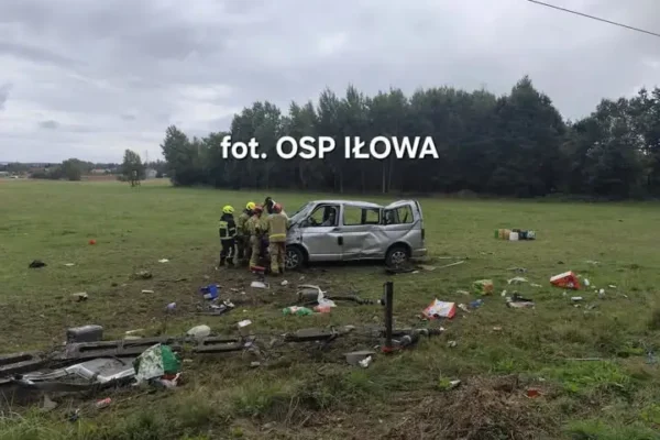 Dachowanie w Jankowej Żagańskiej — akcja służb ratunkowych