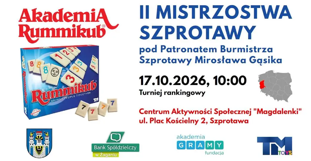 Szprotawa zaprasza na II Mistrzostwa w Rummikub – eliminacje do wojewódzkiego finału