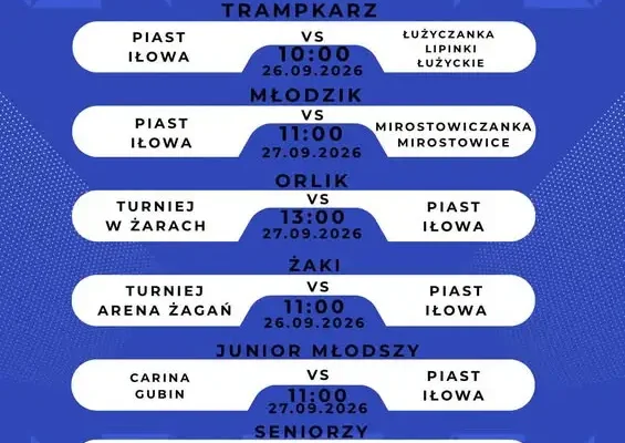 Piast Iłowa w weekendowym rytmie meczowym. Sprawdź terminarz!