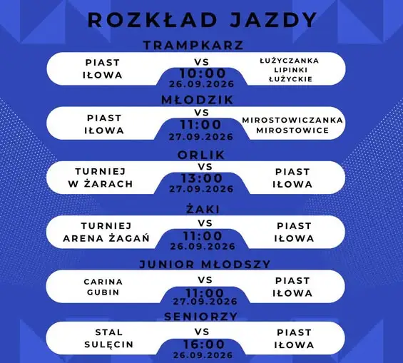Piast Iłowa w weekendowym rytmie meczowym. Sprawdź terminarz!