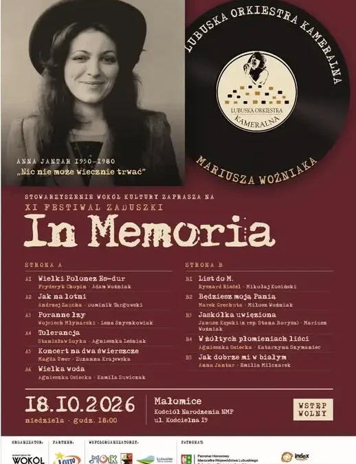 XI Festiwal Zaduszki „In Memoriam” w Małomicach – koncert ku pamięci Anny Jantar