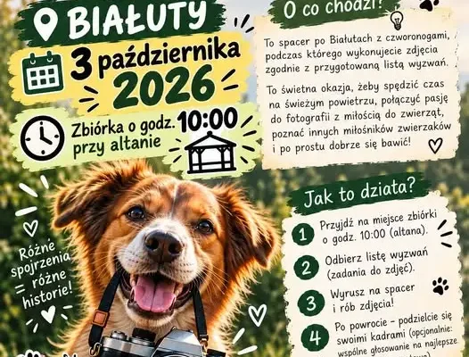Animal Photo Walk w Białutach – spacer ze zwierzakami i zbiórka karmy