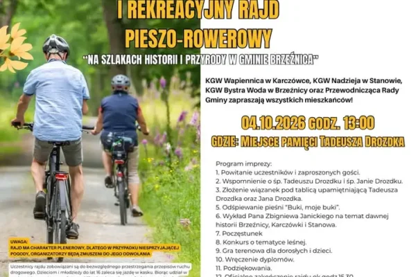 Rajd pieszo-rowerowy w Gminie Brzeźnica już 4 października