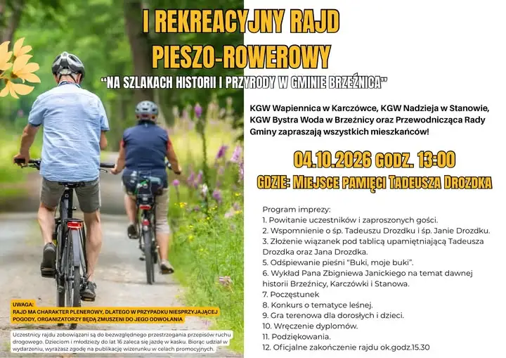Rajd pieszo-rowerowy w Gminie Brzeźnica już 4 października