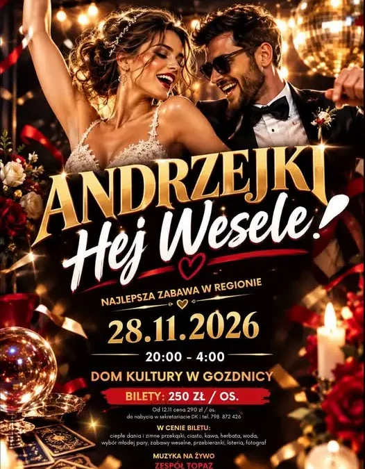 Bal Andrzejkowy „Hej Wesele!” w Gozdnicy – 28 listopada 2026