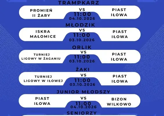 Piast Iłowa w weekendowym rytmie meczowym. Sprawdź terminarz!