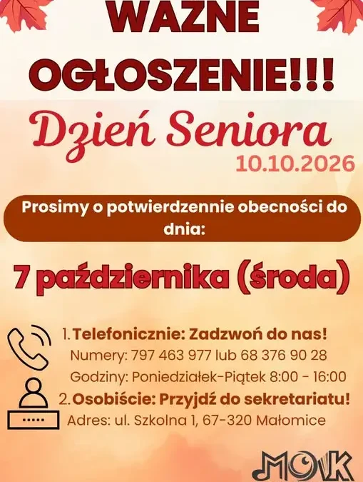 Dzień Seniora w Małomicach – potwierdź obecność do 7 października