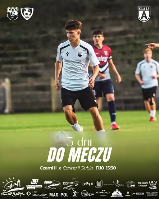 Rezerwy Czarnych Żagań zagrają z Cariną II Gubin w 9. kolejce