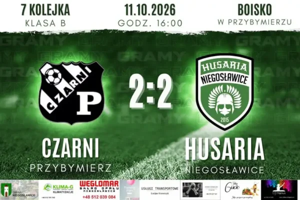 Husaria Niegosławice remisuje z Czarnymi Przybymierz 2:2 w 7. kolejce B-klasy