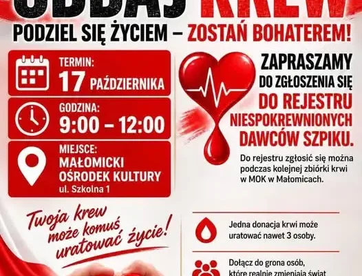 Ostatnia w tym roku akcja krwiodawstwa w Małomicach – już w sobotę
