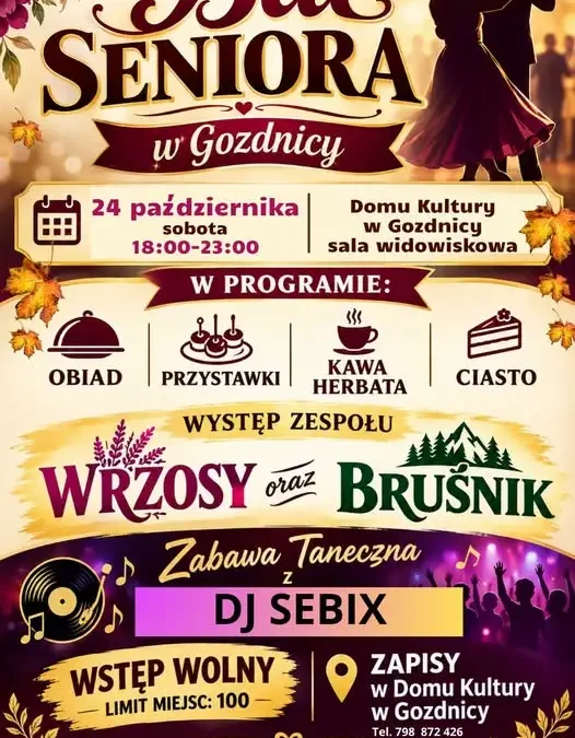 Bal Seniora w Gozdnicy – zapisy trwają, zostało 100 miejsc