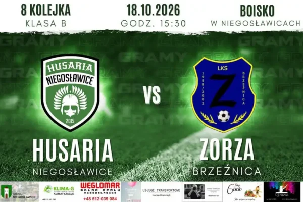 Husaria Niegosławice zagra u siebie z Zorzą Brzeźnica w 8. kolejce klasy B