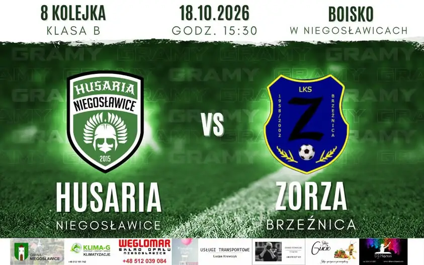 Husaria Niegosławice zagra u siebie z Zorzą Brzeźnica w 8. kolejce klasy B
