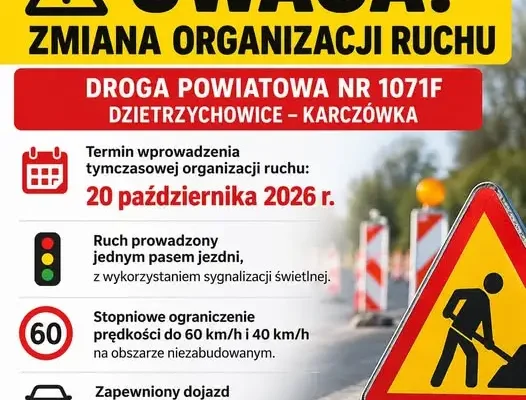 Zmiana organizacji ruchu na drodze Dzietrzychowice – Karczówka od 20 października