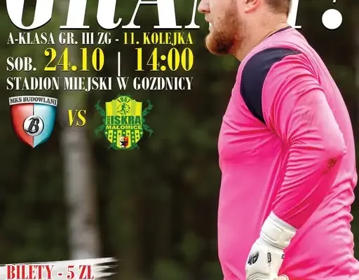 Budowlani Gozdnica podejmują Iskrę Małomice w 11. kolejce A-klasy