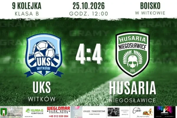 Remis 4:4 w meczu UKS Witków z KS Husaria Niegosławice – emocje do ostatniego gwizdka