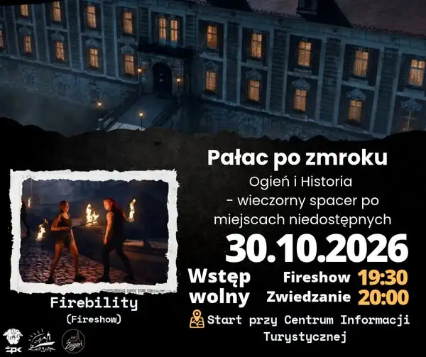 Nocne zwiedzanie pałacu w Żaganiu z fireshow – już w piątek