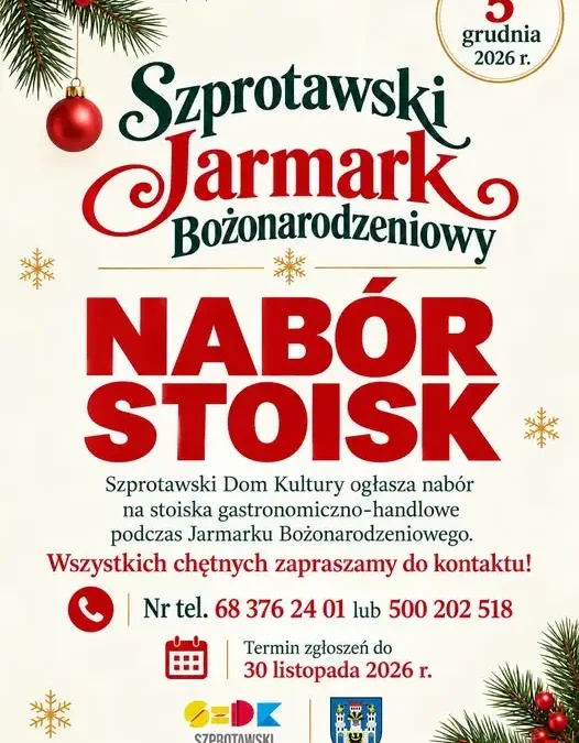 Szprotawski Jarmark Bożonarodzeniowy 2026: trwa nabór wystawców